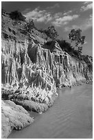 Colorful rock and sand formations above Fairy Stream. Mui Ne, Vietnam ( black and white)