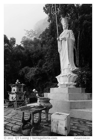 Buddhist statue. Ta Cu Mountain, Vietnam (black and white)