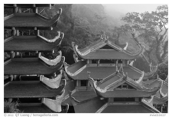 Roofs of temple and pagoda. Ta Cu Mountain, Vietnam