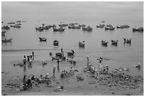 Fishing harbor from above. Mui Ne, Vietnam ( black and white)