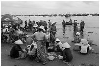 Beach market, Lang Chai. Mui Ne, Vietnam ( black and white)