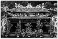 Linh Ung pagoda facade,. Da Nang, Vietnam ( black and white)