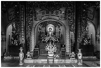 Interior of Linh Ung pagoda,. Da Nang, Vietnam ( black and white)
