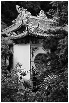 Linh Ung pagoda and monk. Da Nang, Vietnam ( black and white)