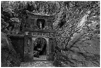 Gate in the jungle, Thuy Son hill, Marble Mountains. Da Nang, Vietnam ( black and white)