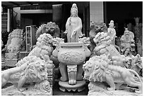 Stone sculptures for sale, Marble Mountains. Da Nang, Vietnam (black and white)