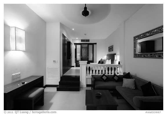 Life Heritage Resort guestroom. Hoi An, Vietnam (black and white)