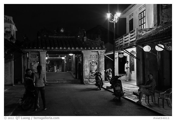 Night street scene near the Japanese Bridge. Hoi An, Vietnam