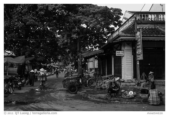 Market street. Hoi An, Vietnam (black and white)