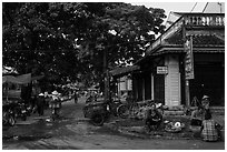 Market street. Hoi An, Vietnam (black and white)