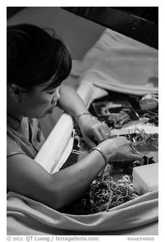 Embroidery artist. Hoi An, Vietnam (black and white)