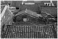 Ancient tile rooftops. Hoi An, Vietnam (black and white)