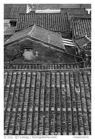 Rooftop detail. Hoi An, Vietnam (black and white)