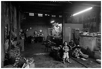 Family kitchen area, Quan Thang house. Hoi An, Vietnam (black and white)
