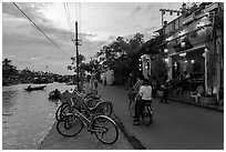 Waterfront at dusk. Hoi An, Vietnam ( black and white)