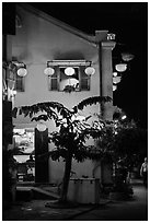 Townhouse with lanterns. Hoi An, Vietnam ( black and white)