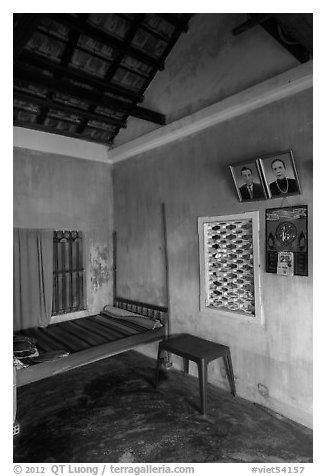 Village home with ancester pictures. Hoi An, Vietnam (black and white)