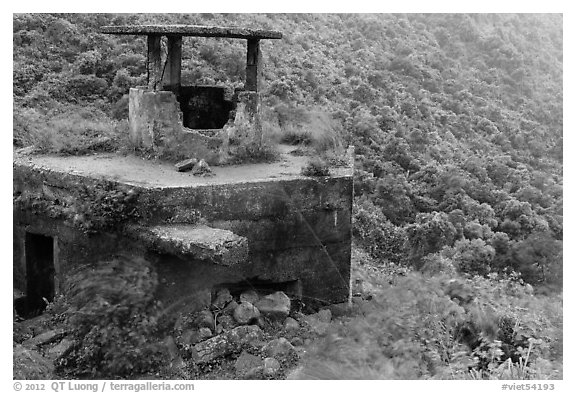 Abandonned bunker, Hai Van pass. Vietnam (black and white)