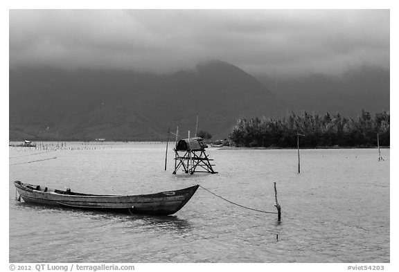 Lang Co lagoon. Vietnam (black and white)