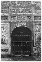 Decorated gate, imperial citadel. Hue, Vietnam ( black and white)