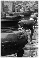 Row of urns, imperial citadel. Hue, Vietnam ( black and white)