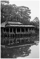 Pavilion on stilts and Luu Khiem Lake, Tu Duc Mausoleum. Hue, Vietnam ( black and white)