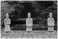Statues near Hoa Khiem Palace, Tu Duc Mausoleum. Hue, Vietnam (black and white)