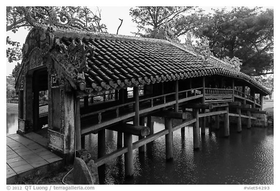 Thanh Toan covered bridge. Hue, Vietnam (black and white)