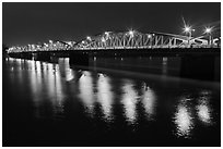 Trang Tien Bridge by night. Hue, Vietnam (black and white)