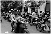 Busy street, old quarter. Hanoi, Vietnam (black and white)