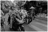 Street scene, old quarter. Hanoi, Vietnam (black and white)