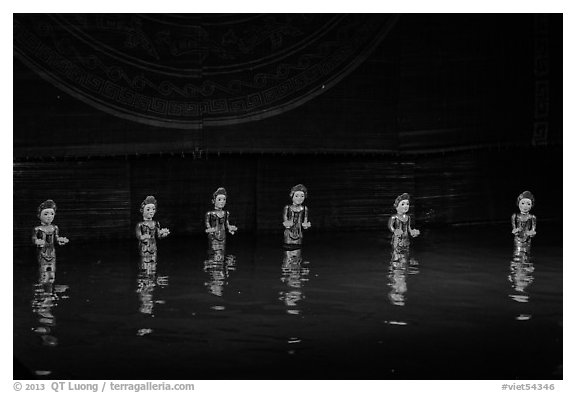 Water puppets (6 characters with lotus), Thang Long Theatre. Hanoi, Vietnam