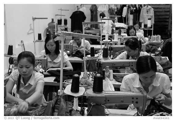 Sewing factory. Vietnam (black and white)