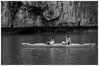 Paddlers. Halong Bay, Vietnam (black and white)