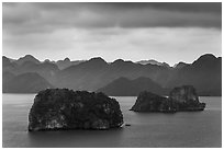 Panoramic view of islets. Halong Bay, Vietnam ( black and white)