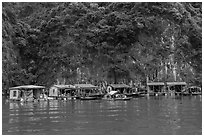 Vung Vieng fishing village. Halong Bay, Vietnam ( black and white)