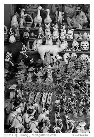 Ceramic craft medley. Bat Trang, Vietnam (black and white)