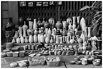 Ceramics for sale. Bat Trang, Vietnam (black and white)