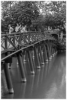 The Huc (morning sunlight) Bridge. Hanoi, Vietnam ( black and white)