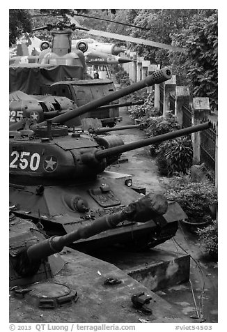 Tanks, helicopters, and warplanes, military museum. Hanoi, Vietnam