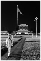 Officer walking in front of Ho Chi Minh Mausoleum. Hanoi, Vietnam ( black and white)