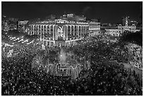 New year eve, city hall plaza with crowds. Ho Chi Minh City, Vietnam ( black and white)