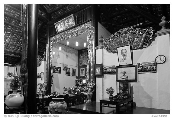 Wall with various pictures in Giac Lam Pagoda, Tan Binh district. Ho Chi Minh City, Vietnam