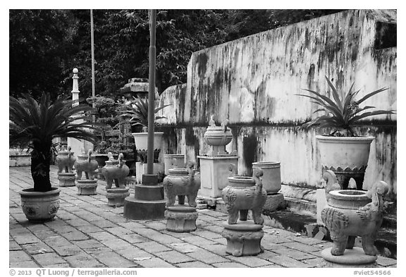 Urns, Le Van Duyet temple, Binh Thanh district. Ho Chi Minh City, Vietnam (black and white)