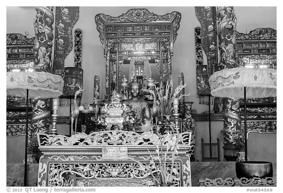 Altar, Le Van Duyet temple, Binh Thanh district. Ho Chi Minh City, Vietnam (black and white)