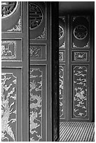 Red doors, Le Van Duyet temple, Binh Thanh district. Ho Chi Minh City, Vietnam ( black and white)