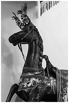 Wooden horse, Le Van Duyet temple, Binh Thanh district. Ho Chi Minh City, Vietnam ( black and white)