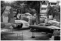 Fighter jets, War Remnants Museum, district 3. Ho Chi Minh City, Vietnam (black and white)