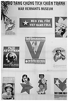 Posters from several countries, War Remnants Museum, district 3. Ho Chi Minh City, Vietnam (black and white)