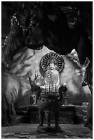 Buddha in grotto, Quoc Tu Pagoda, district 10. Ho Chi Minh City, Vietnam (black and white)